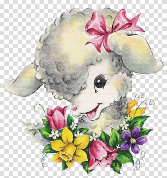 Floral design Easter Holiday Greeting & Note Cards Sheep, Easter transparent background PNG clipart