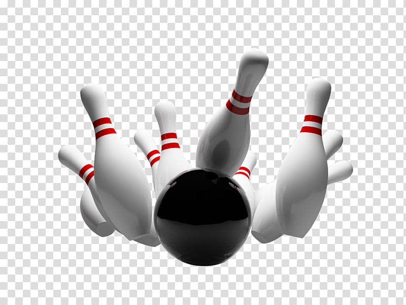 black bowling ball hit on bowling pin , Ten-pin bowling Strike Bowling ball Bowling pin, play bowling transparent background PNG clipart