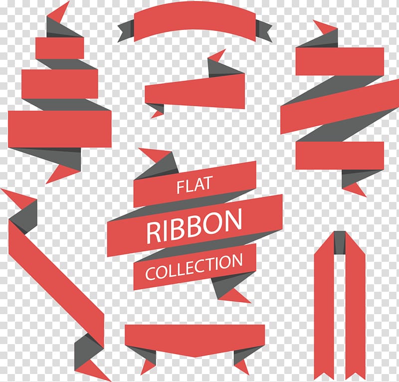 Paper Red ribbon , painted red origami tag transparent background PNG clipart