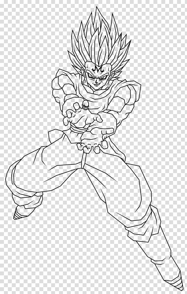 Vegeta Majin Buu Line art Black and white Gogeta, goku transparent background PNG clipart