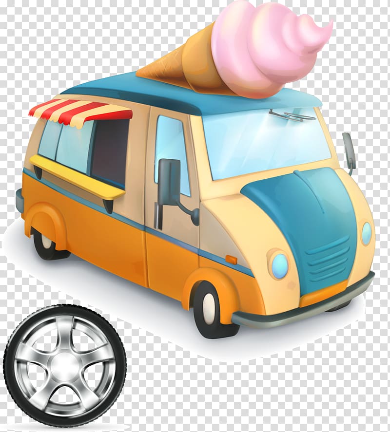 Cartoon Vehicle Truck, Sweet cartoon ice cream truck transparent background PNG clipart