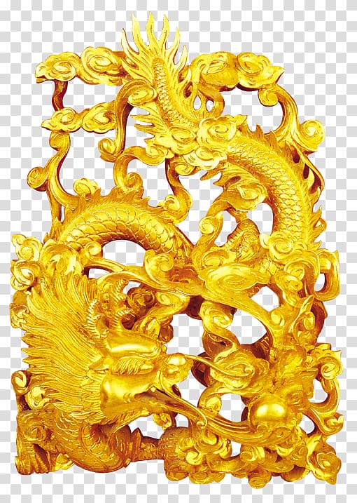 Golden dragon transparent background PNG clipart