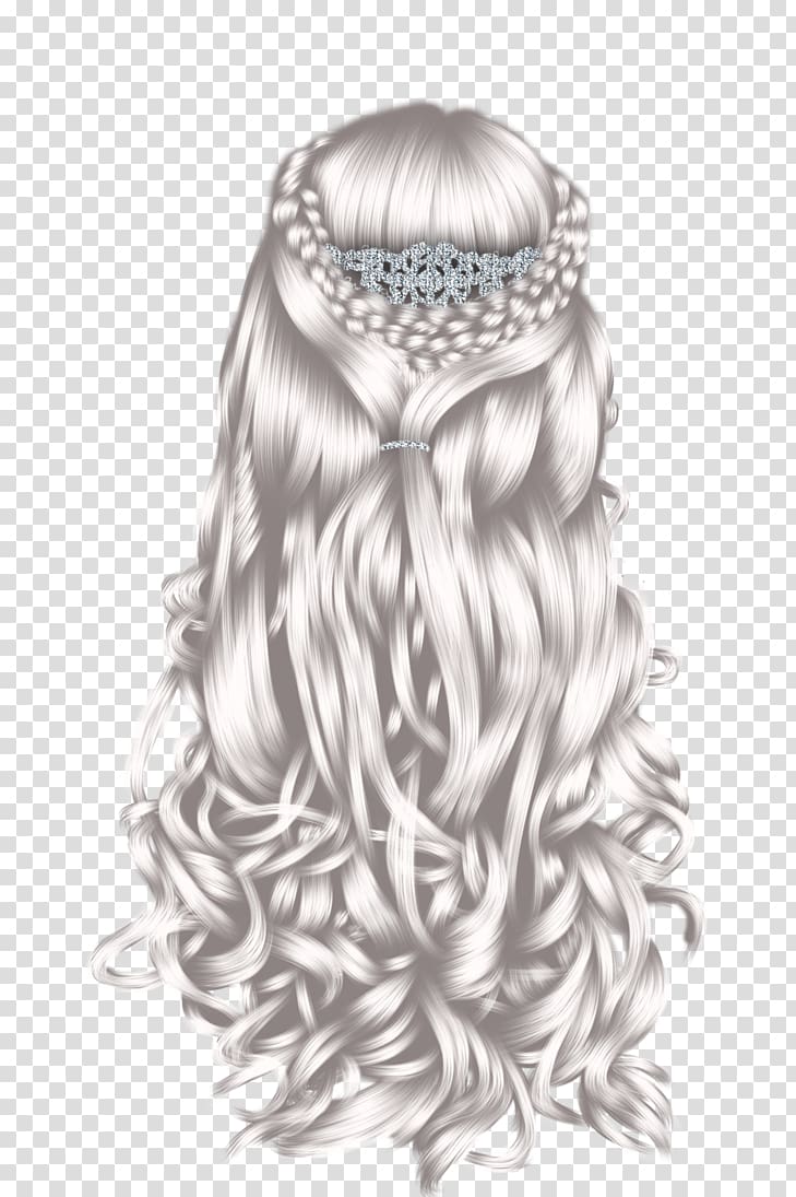 silver wig with braided crown transparent background PNG clipart