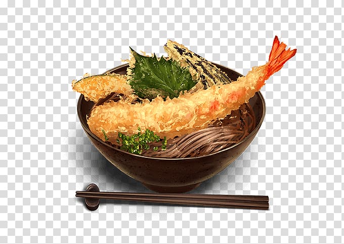 Tempura Bungo to Alchemist Soba Onigiri Food, fried shrimp transparent background PNG clipart