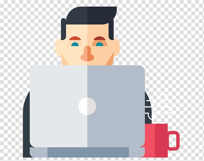 man in front of the laptop computer , Laptop Information technology Software Internet, office workers using laptop transparent background PNG clipart