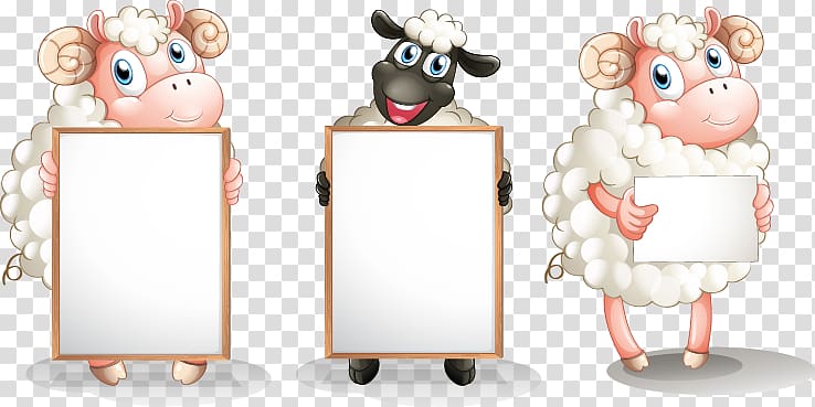 three sheep , Sheep Illustration, Hand-painted cartoon sheep pattern transparent background PNG clipart