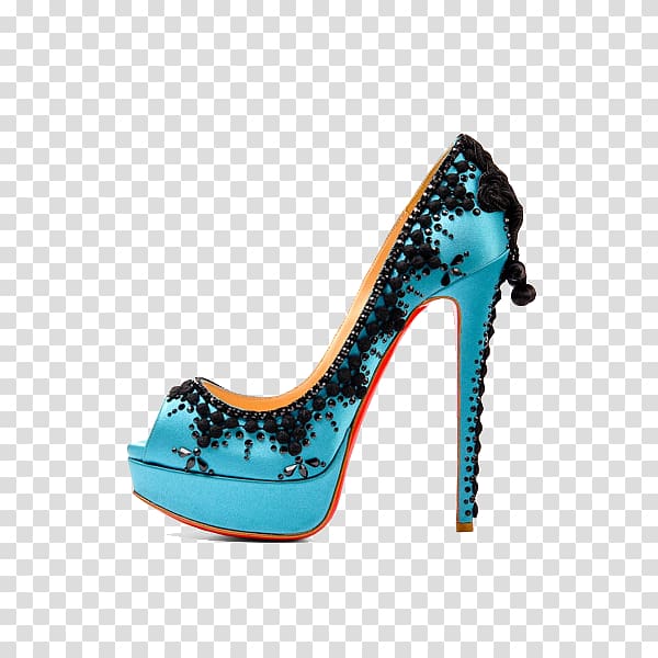 High-heeled footwear Court shoe Sandal Peep-toe shoe, Lace blue high-heeled shoes, fish head transparent background PNG clipart