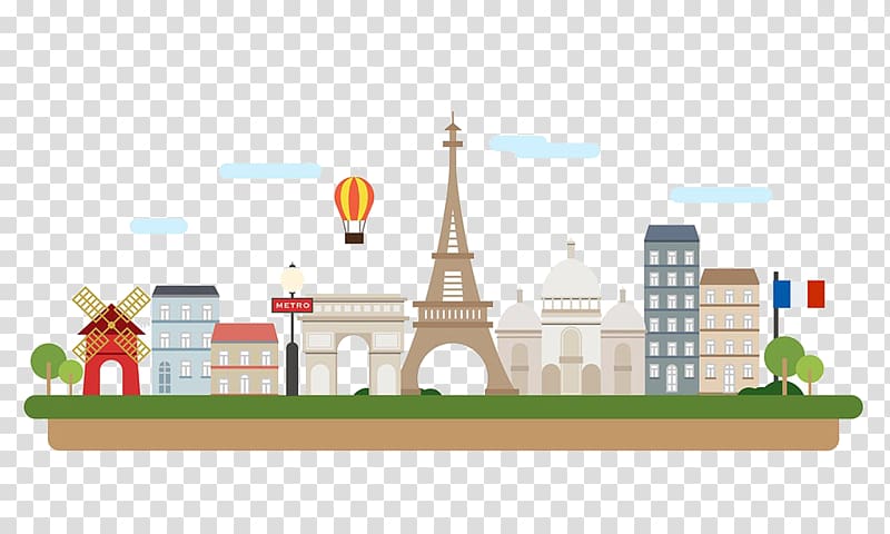 land marks , Champs-xc9lysxe9es Arc de Triomphe Eiffel Tower Illustration, Paris sightseeing transparent background PNG clipart