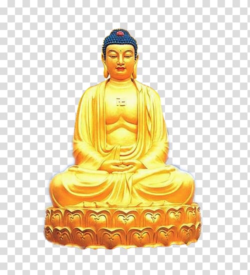 Gautama Buddha Golden Buddha Sakya Muni Buddha Gaya Temple Buddhism, Golden Shakya Muni solemn Buddha statue transparent background PNG clipart