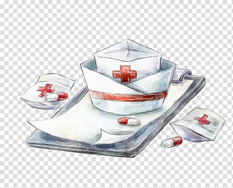 nurse cap illustration, Nurses cap Nursing Medicine, Hand-painted nurse\'s cap transparent background PNG clipart
