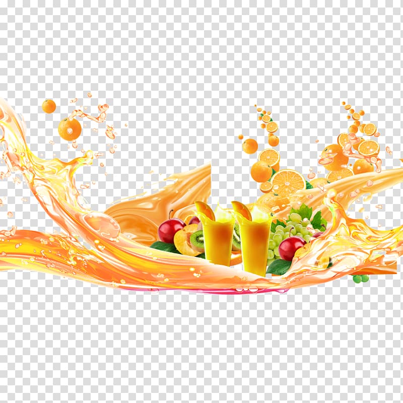 fruit juice illustration, Orange juice Lemon Juicer Blender, Creative juices transparent background PNG clipart