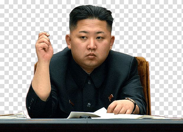 Kim Jung Un sitting on brown chair, Kim Jong Un Meeting transparent background PNG clipart