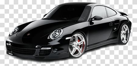 black Porsche coupe, Black Porsche transparent background PNG clipart