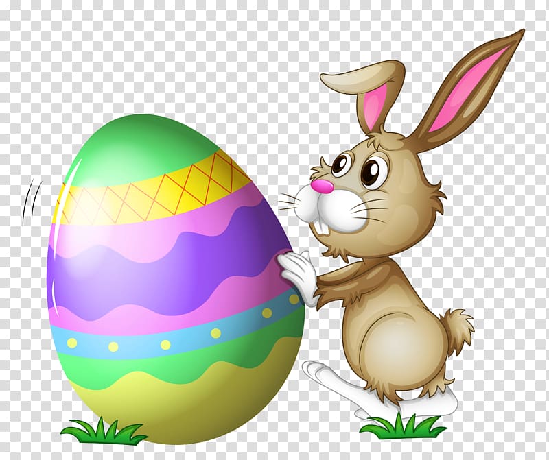Easter Bunny , Easter Bunny with Egg , brown bunny with easter egg painting transparent background PNG clipart