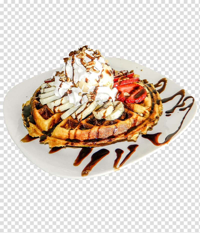 waffle with toppings, Ice cream Smoothie Milkshake Belgian waffle, waffle transparent background PNG clipart