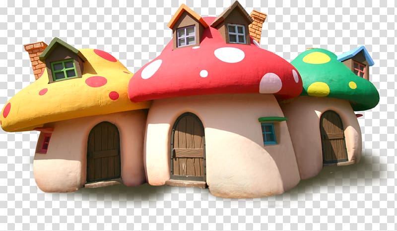 Cartoon House , Cartoon mushroom small house transparent background PNG clipart