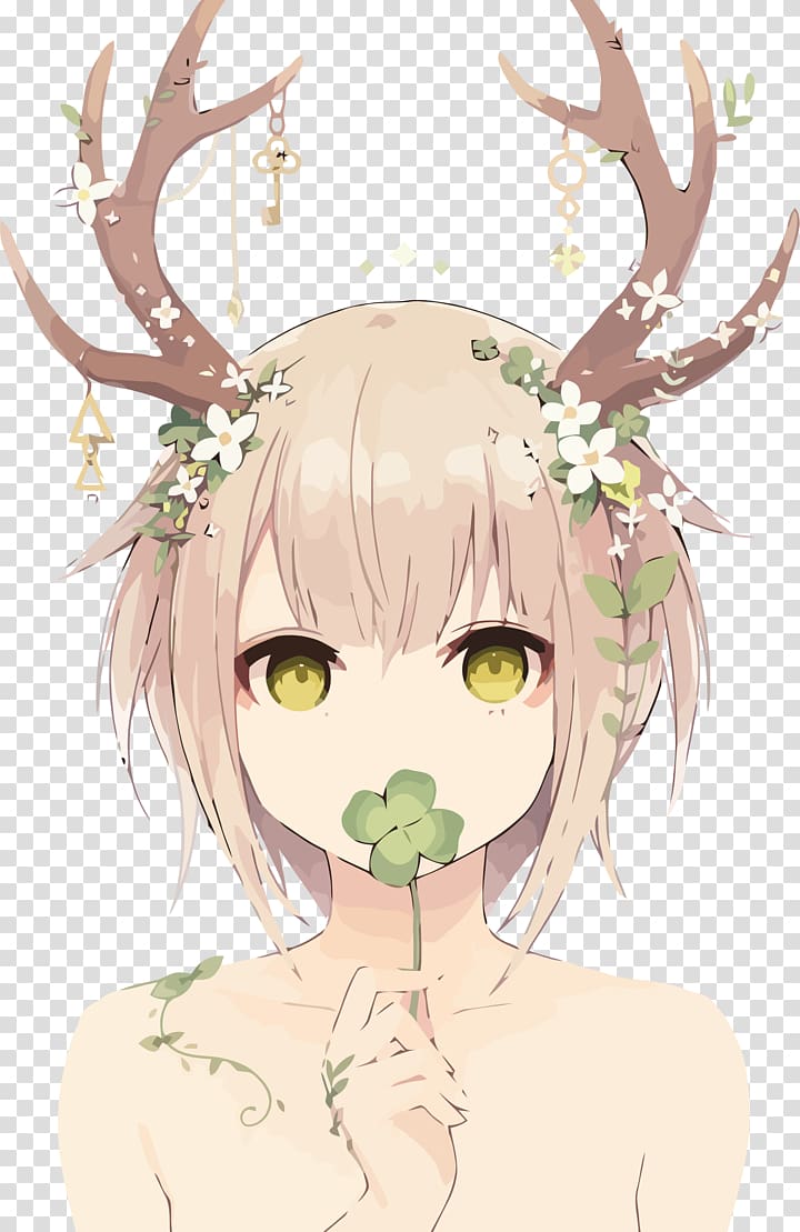 Anime Drawing Deer Female Art, Anime transparent background PNG clipart