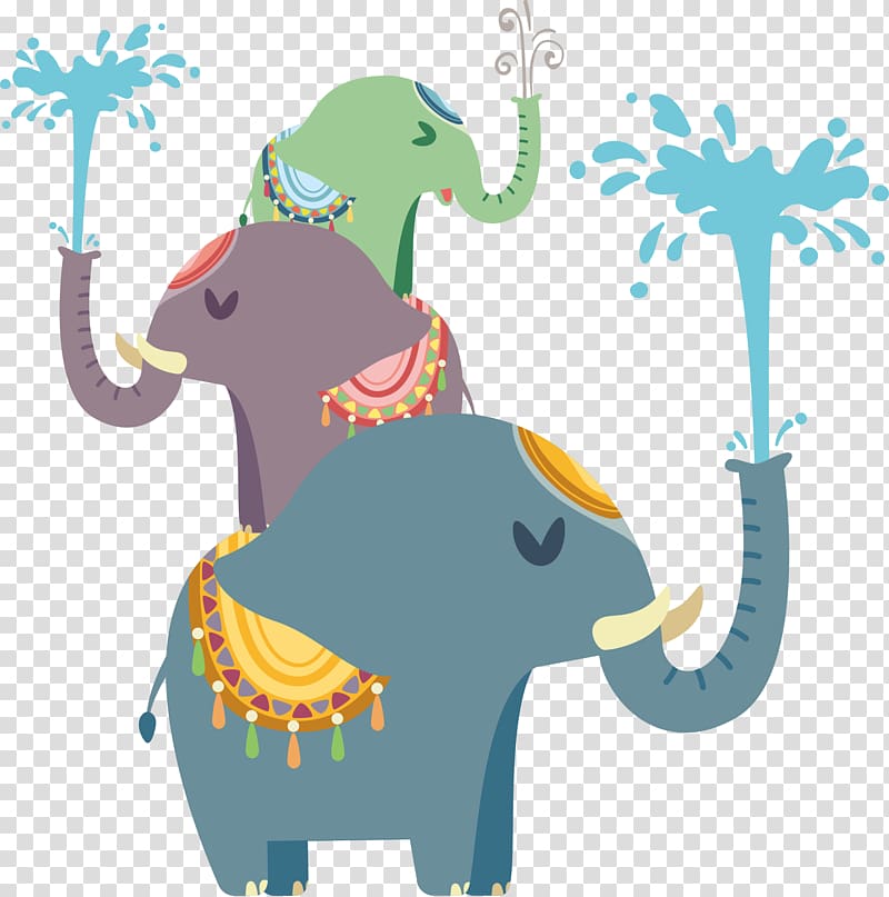 three elephants , Elephant Splash , Elephants play transparent background PNG clipart
