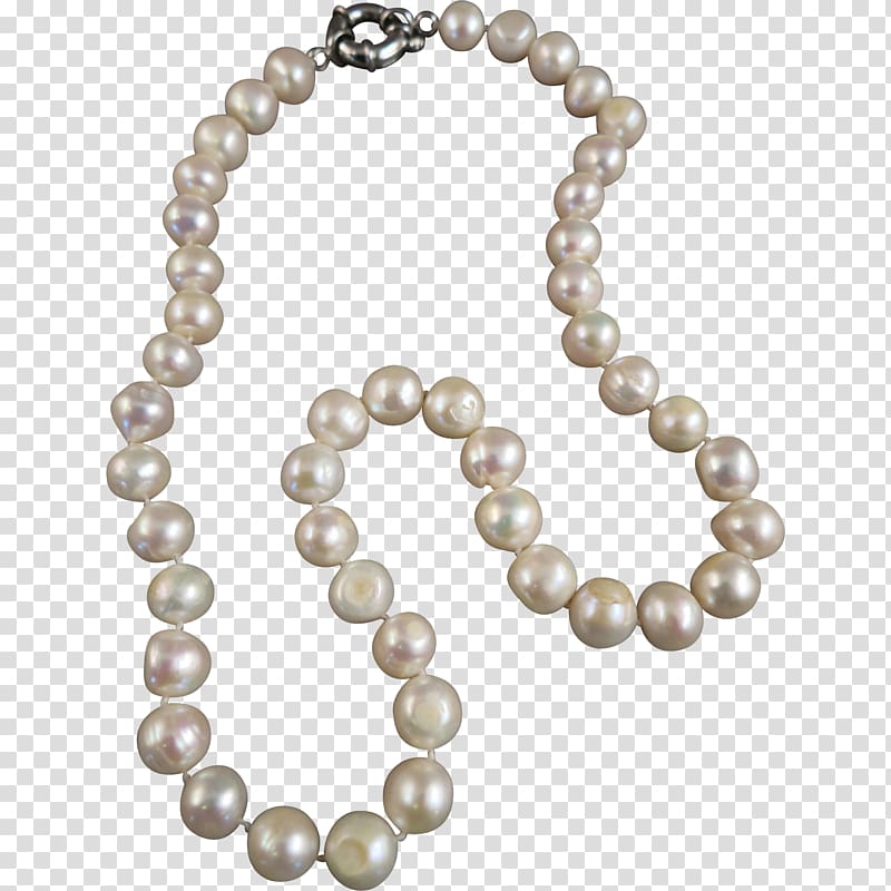 Cultured freshwater pearls Bead Necklace Jewellery, string of pearls transparent background PNG clipart