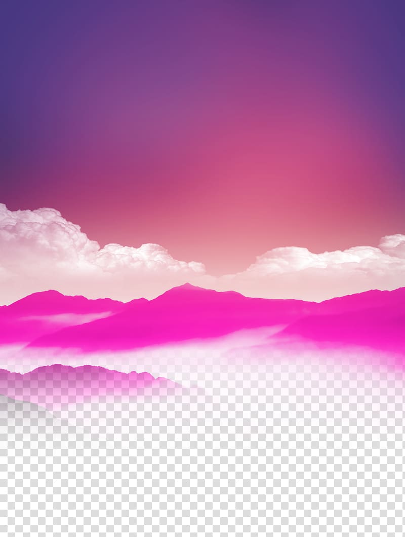 pink, white, and purple mountains with clouds illustration, Fundal Purple Red, Purple mountain background material transparent background PNG clipart