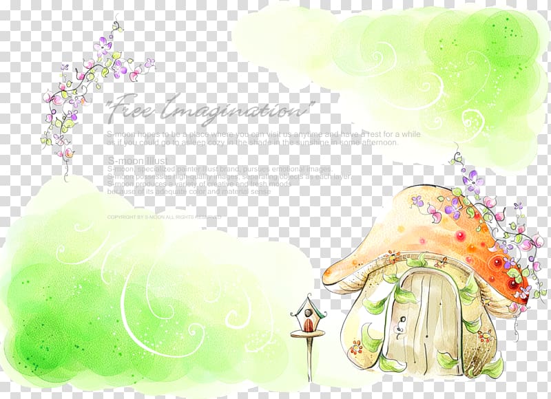 Cartoon Watercolor painting Illustration, Mushroom house transparent background PNG clipart