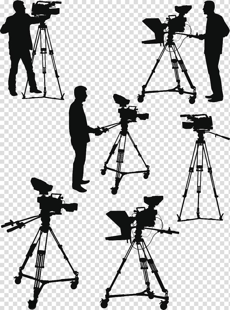 camera and cameraman , Camera Operator Illustration, Silhouette of a radio camera reporter transparent background PNG clipart