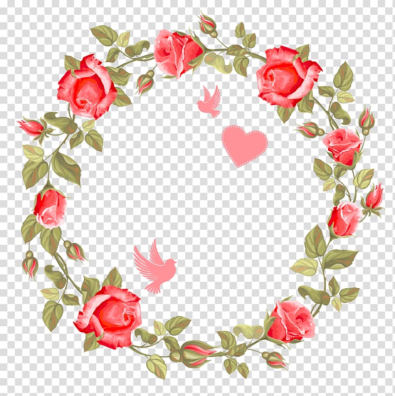pink rose crown illustration, Beautiful red roses ring transparent background PNG clipart