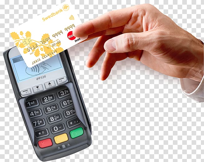 Feature phone Payment card Swedbank Debit card, Payment Terminal transparent background PNG clipart