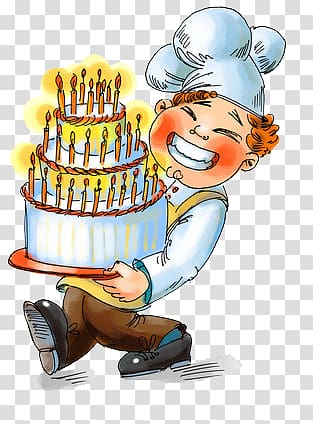 a birthday cake cartoon chef transparent background PNG clipart