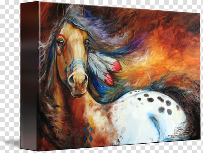 Indian Horse Pony American Indian Wars Oil painting reproduction, indian warrior transparent background PNG clipart