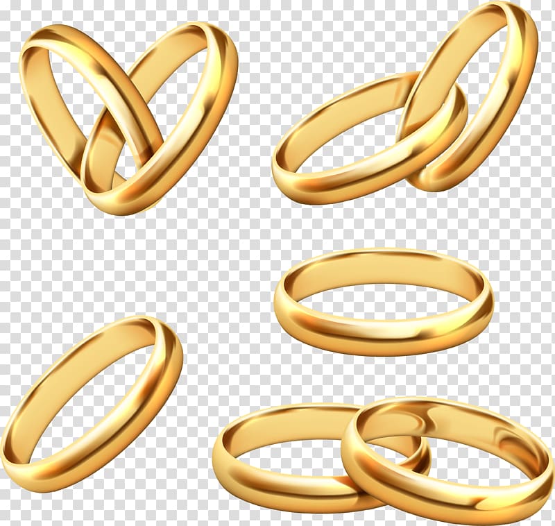 gold-colored rings illustrations, Wedding ring Gold , 5 gold ring design transparent background PNG clipart