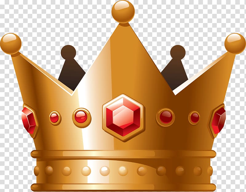 gold-colored and red gemstone crown illustration, Cartoon Crown transparent background PNG clipart