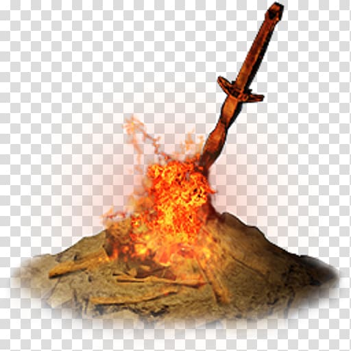brown sword on ground with fire illustration, Dark Souls III Demon's Souls Bloodborne, Dark Souls transparent background PNG clipart