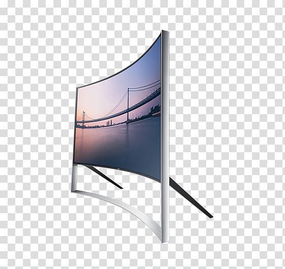 Ultra-high-definition television 4K resolution Curved screen Television set, technological sense curved lines transparent background PNG clipart