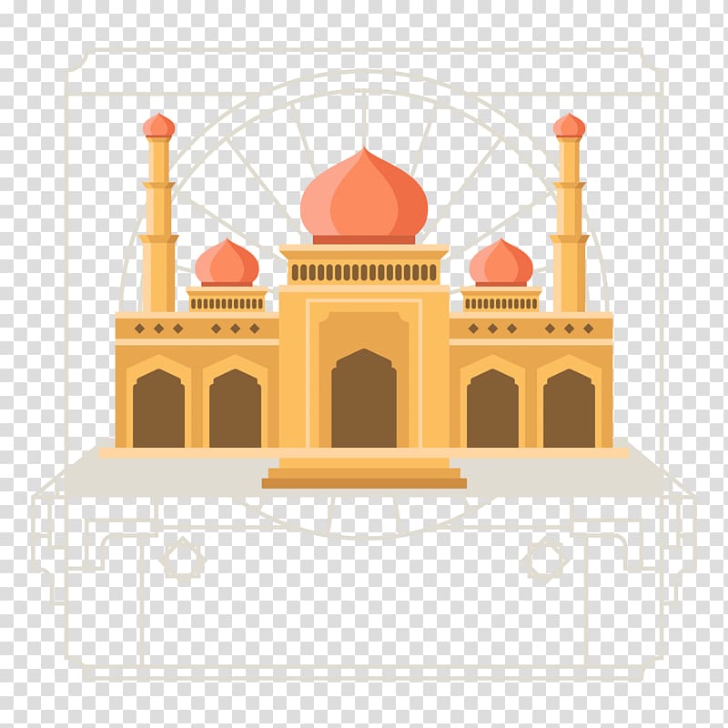 brown building , Mosque Islamic architecture Flat design, Islamic style architecture illustration transparent background PNG clipart