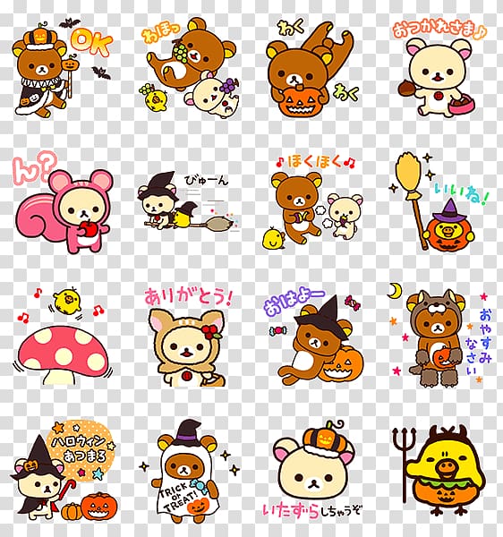 LINE Sticker Rilakkuma Hello Kitty Kavaii, line transparent background PNG clipart