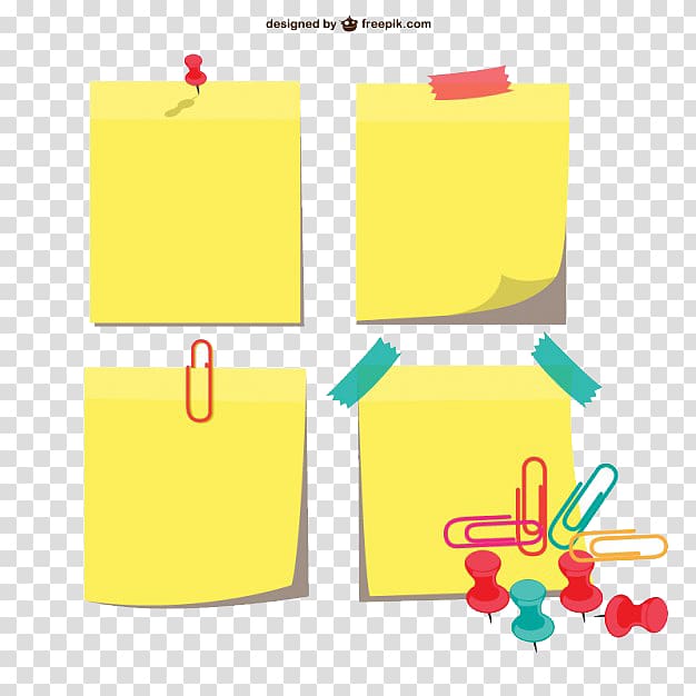 Post-it note Paper Adhesive tape , Sticky notes and paper clips transparent background PNG clipart