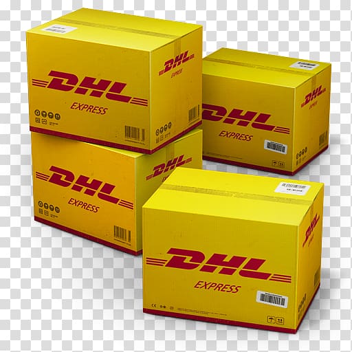 DHL express box , box brand packaging and labeling, DHL Shipping Box transparent background PNG clipart