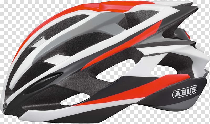 black, white, red, and gray Abus cycling helmet, Abus Bicycle Helmet transparent background PNG clipart