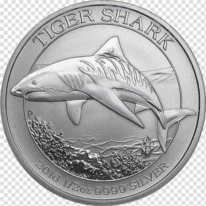 Perth Mint Tiger shark Coin Silver, silver coin transparent background PNG clipart