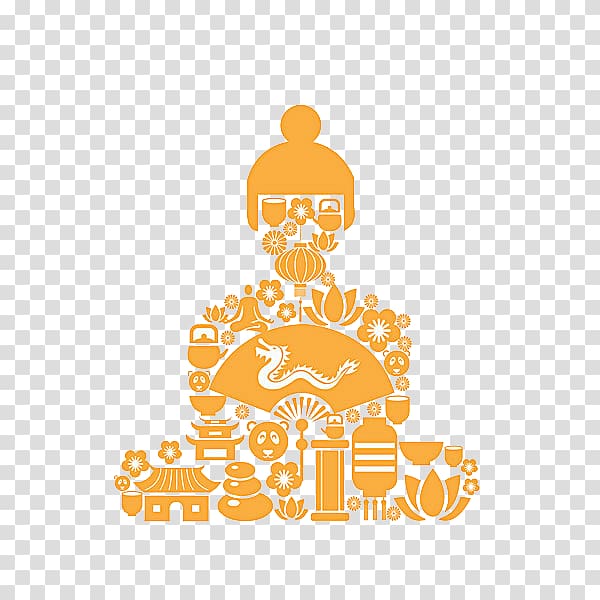 Logo Buddhism, Hand painted Golden Buddha statue transparent background PNG clipart