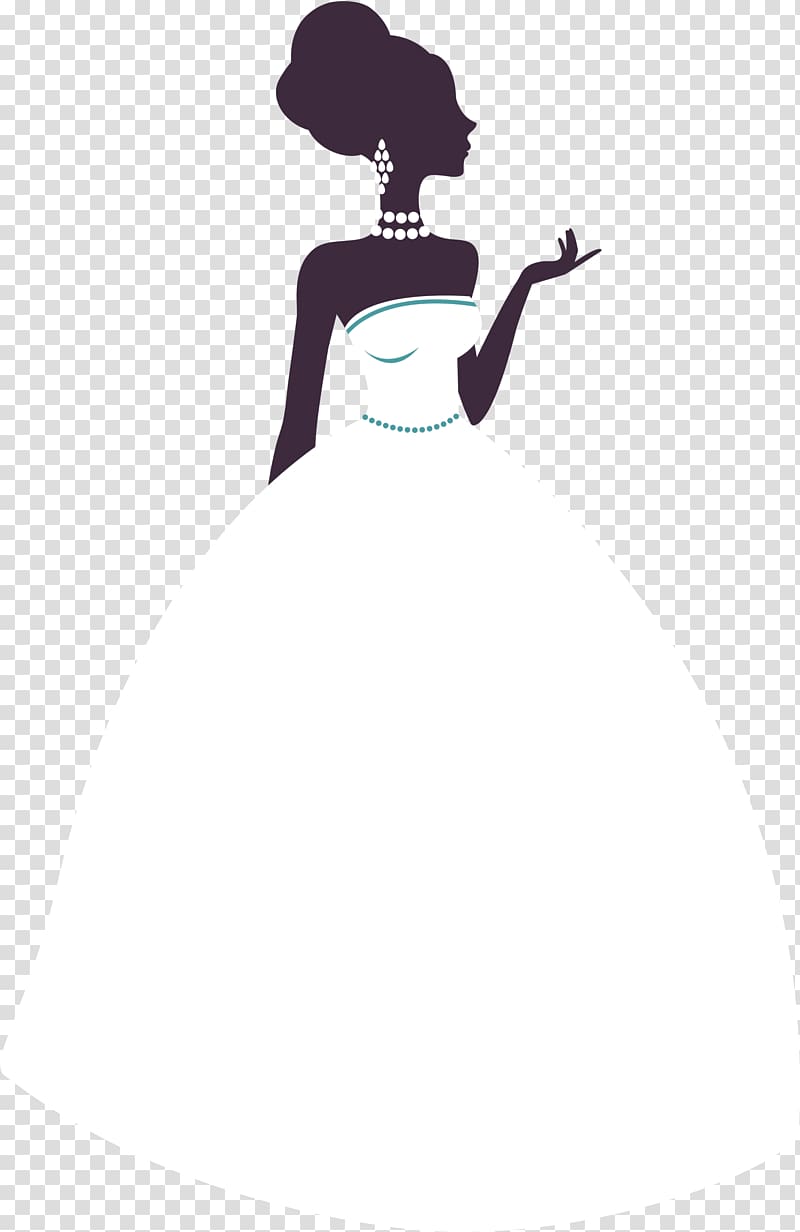 Gown White Shoulder Black Pattern, White beautiful bride transparent background PNG clipart