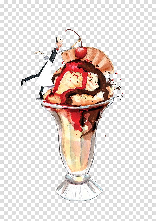 Ice cream Raw foodism Watercolor painting Illustration, Ice cream cup transparent background PNG clipart