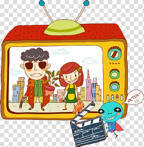 Television Illustration, Hand-painted cartoon TV transparent background PNG clipart