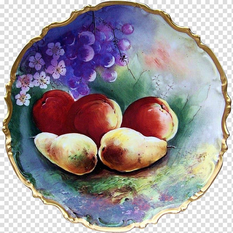 Still life Porcelain Fruit, hand painted peach transparent background PNG clipart
