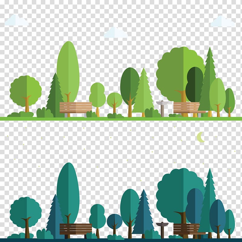 day and night illustration collage, Spina Verde Regional Park Forest, night park transparent background PNG clipart