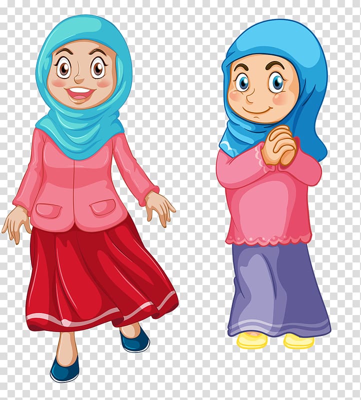 two girls illustration, Muslim Islam Child , Muslim Girl transparent background PNG clipart