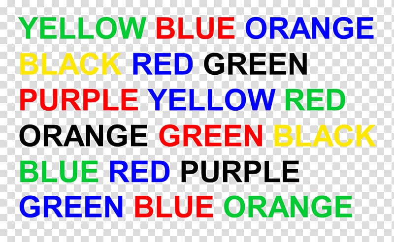 Stroop effect Word Color Optical illusion Game, Word transparent background PNG clipart