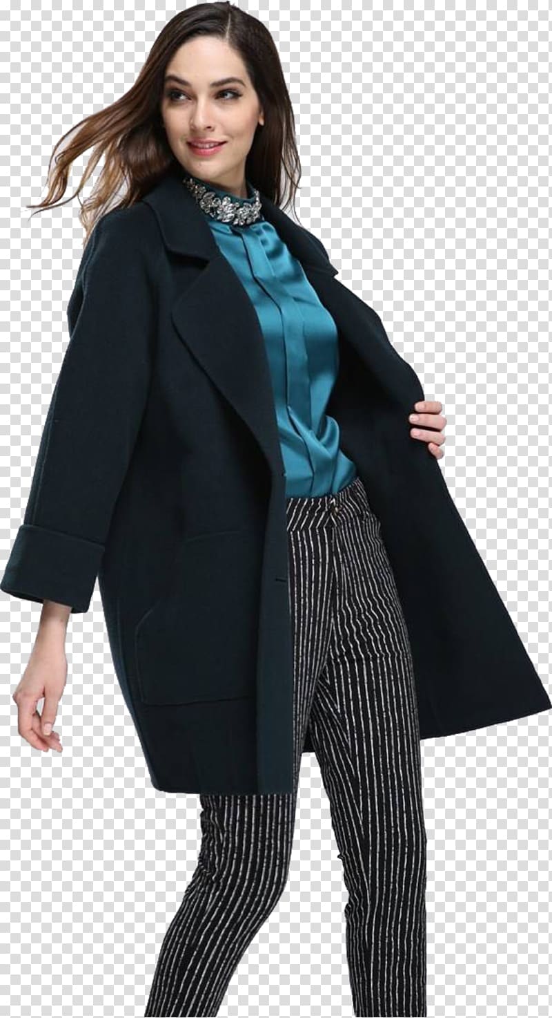 Model Clothing Fashion Overcoat, Black jacket model transparent background PNG clipart