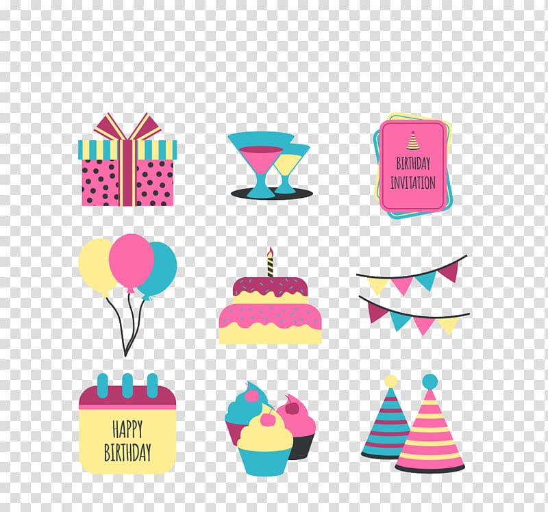 Birthday cake , Cartoon birthday elements transparent background PNG clipart